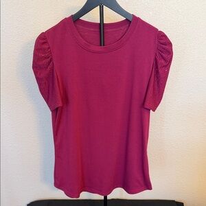 Women's Pink Top with Puff Sleeves